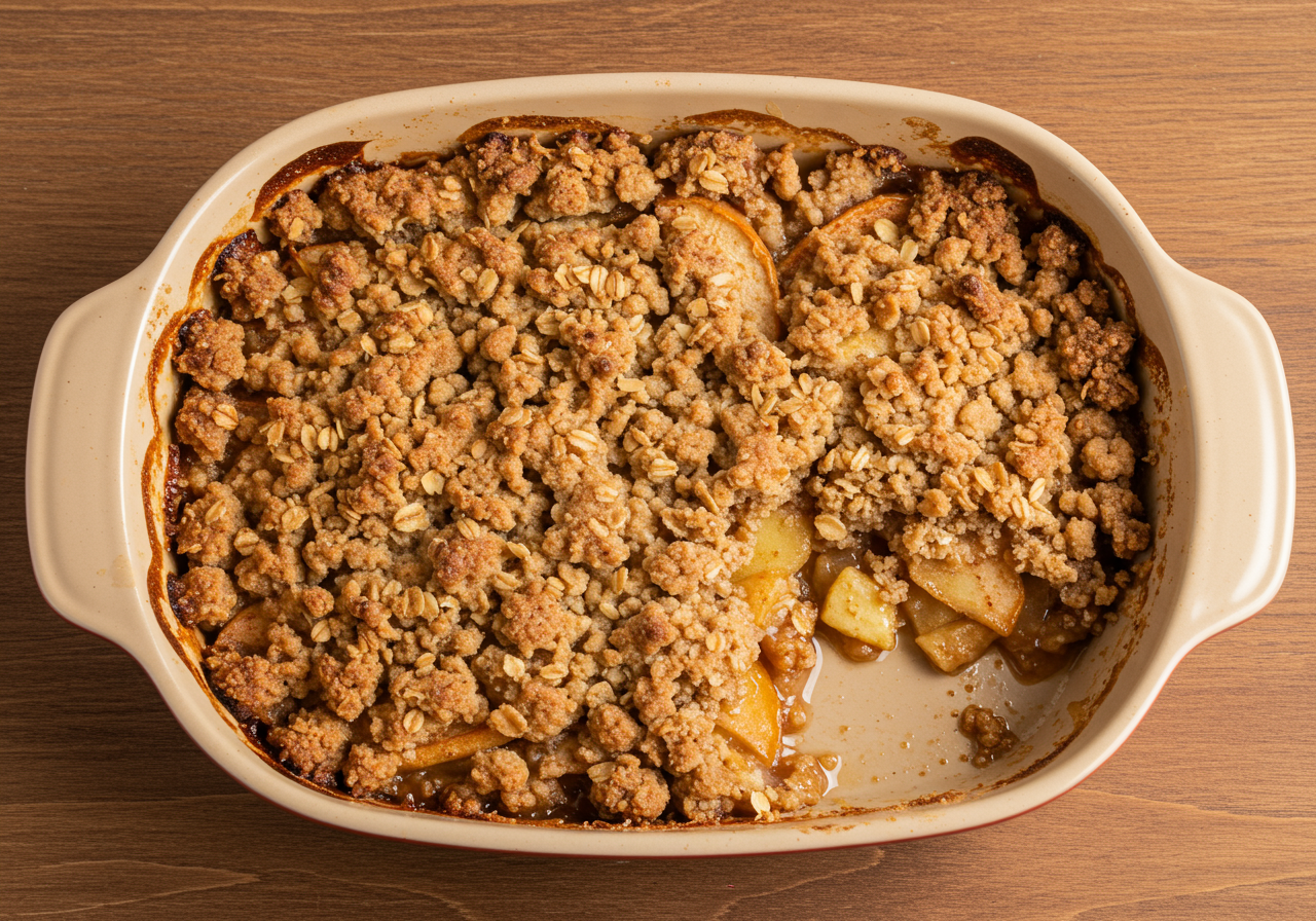 Apple Crumble with Organic Oats and Spiced Streusel Topping