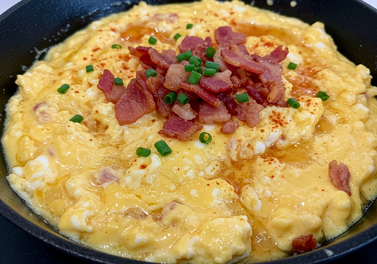 Canadian Cottage Cheese and Bacon Scramble