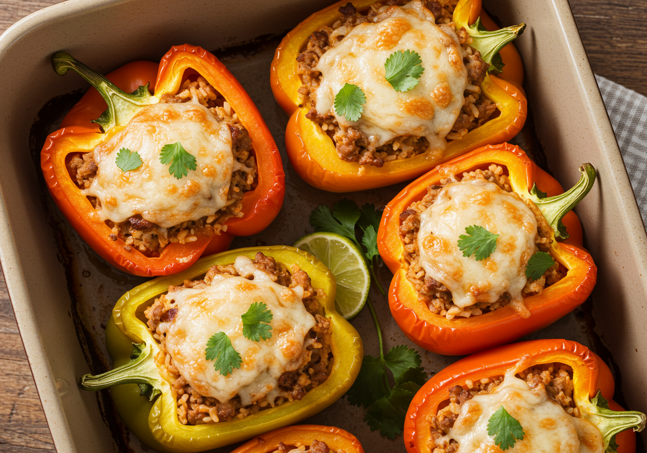 Stuffed Bell Peppers with Ground Beef and Egg
