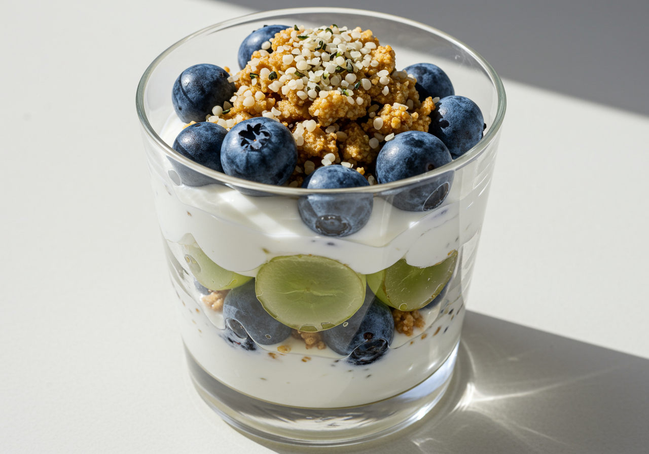 Berry and Yogurt Parfaits with Maple-Kissed Hemp Seed Granola