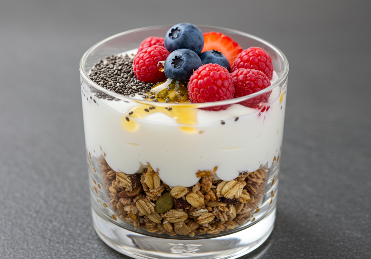 Protein-Packed Yogurt Parfait with Granola and Seeds