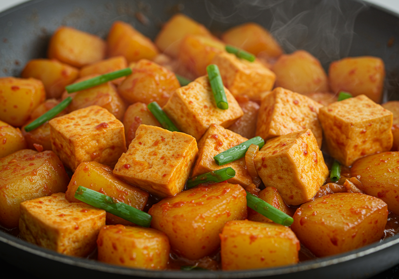 Korean Tofu & Tomato Stir-fry with Potatoes