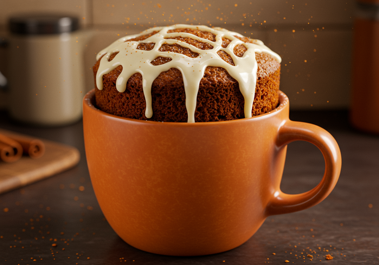 Carrot Cake Mug with Cream Cheese Drizzle