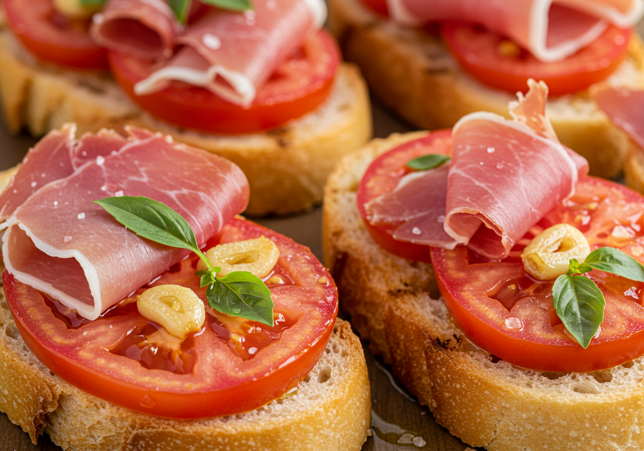 Refined Pan con Tomate with Iberico Ham and Garlic Confit