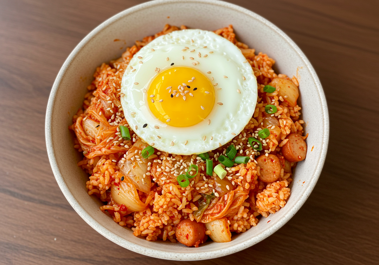 Korean Kimchi Fried Rice with Fried Egg