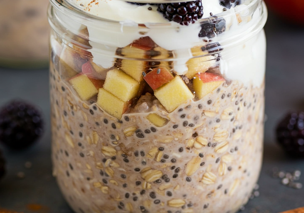 Overnight Oats with Berries and Apples