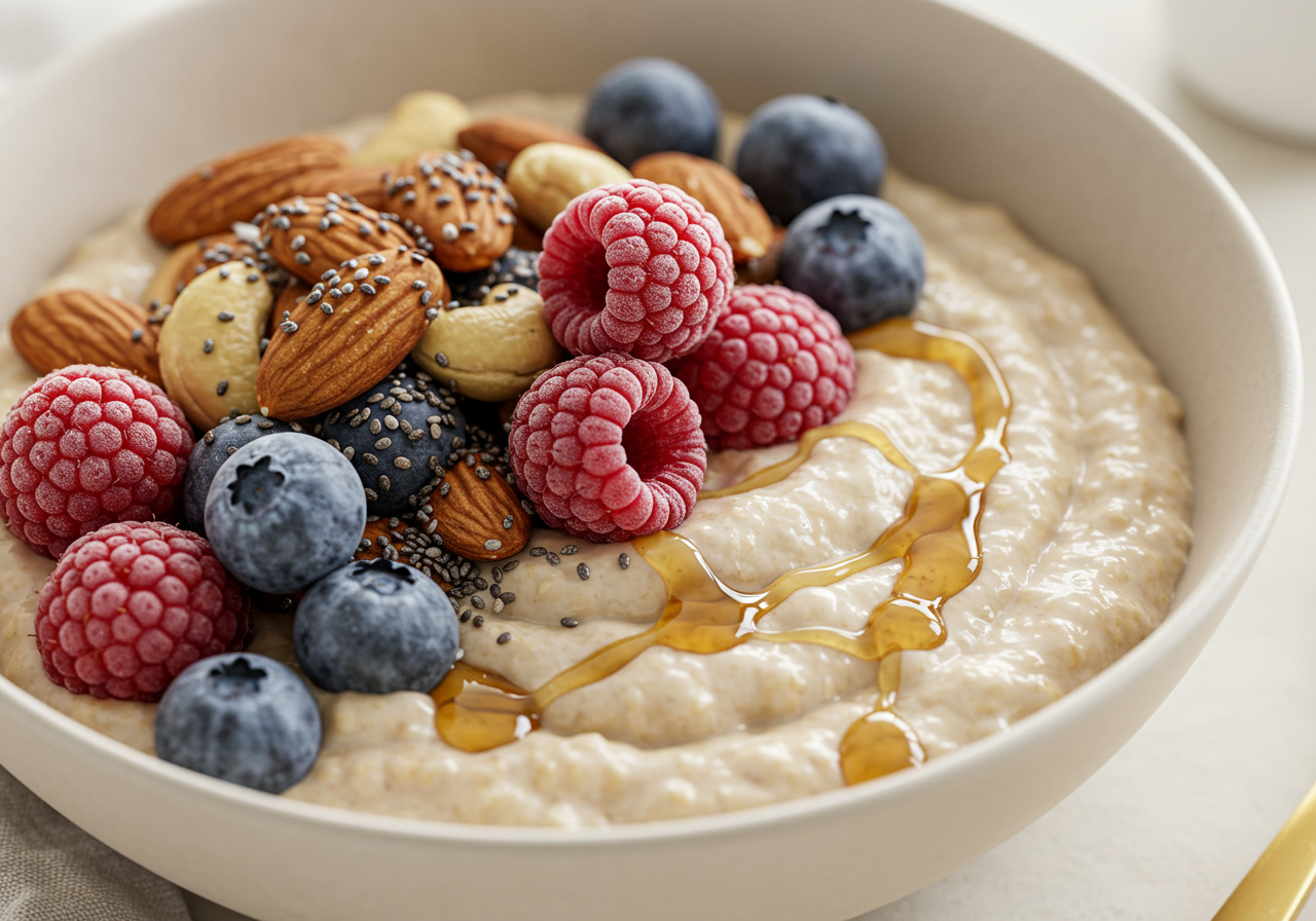 Oat Beverage Oatmeal with Fruit and Nuts