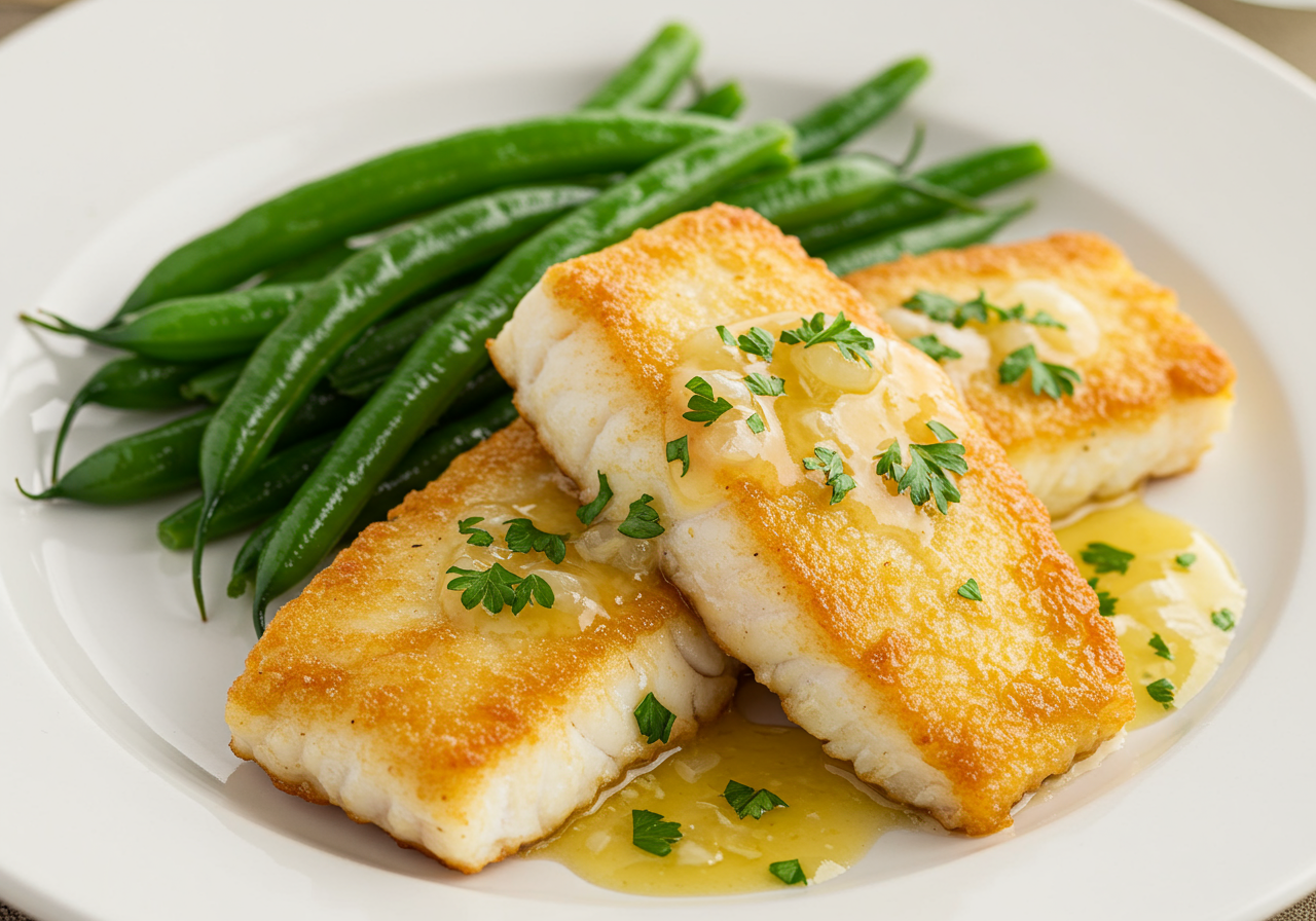 Halibut Piccata with Lemon-Butter Sauce
