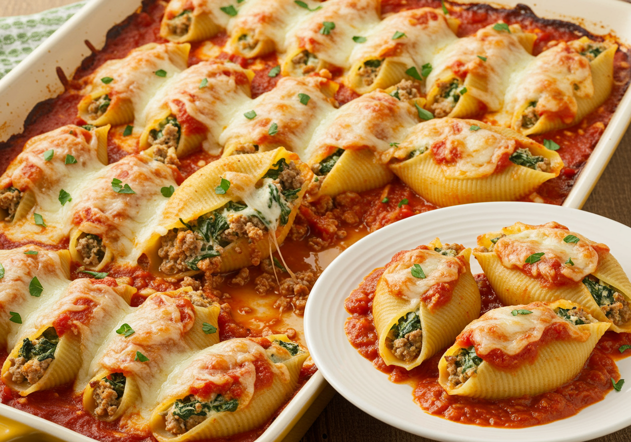 Ground Beef and Spinach Stuffed Shells (Low-Sodium)