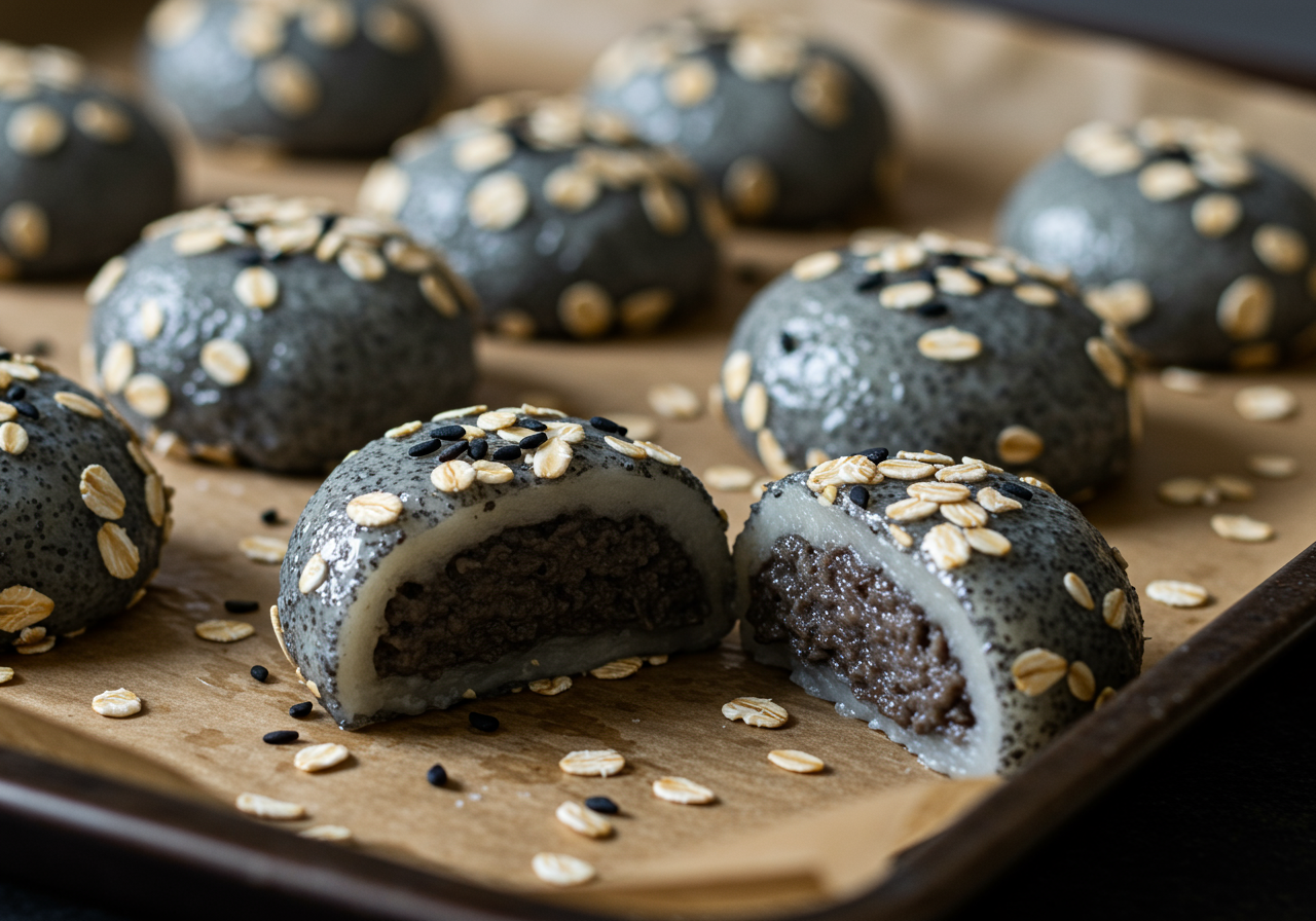 Sweet & Salty Black Sesame Mochi Rice Cakes (Korean)