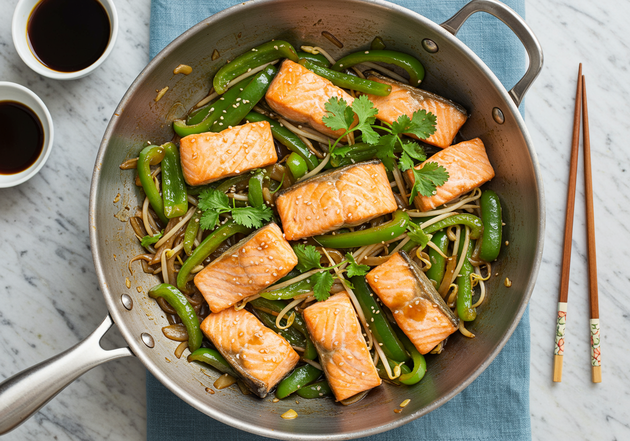 Sockeye Salmon and Veggie Stir-Fry