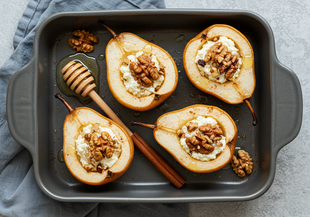 Baked Pears with Ricotta & Honey