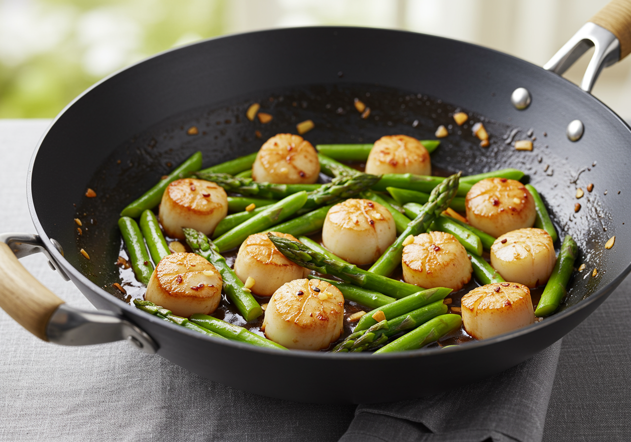 High-Protein Scallop and Asparagus Stir-Fry