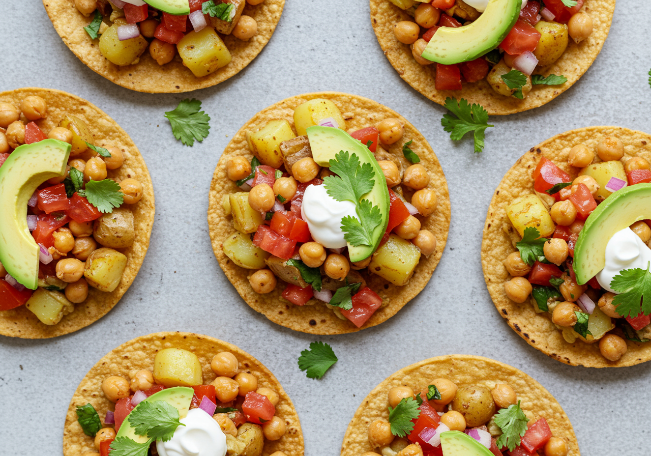 Mexican Chickpea & Potato Tostada Salad