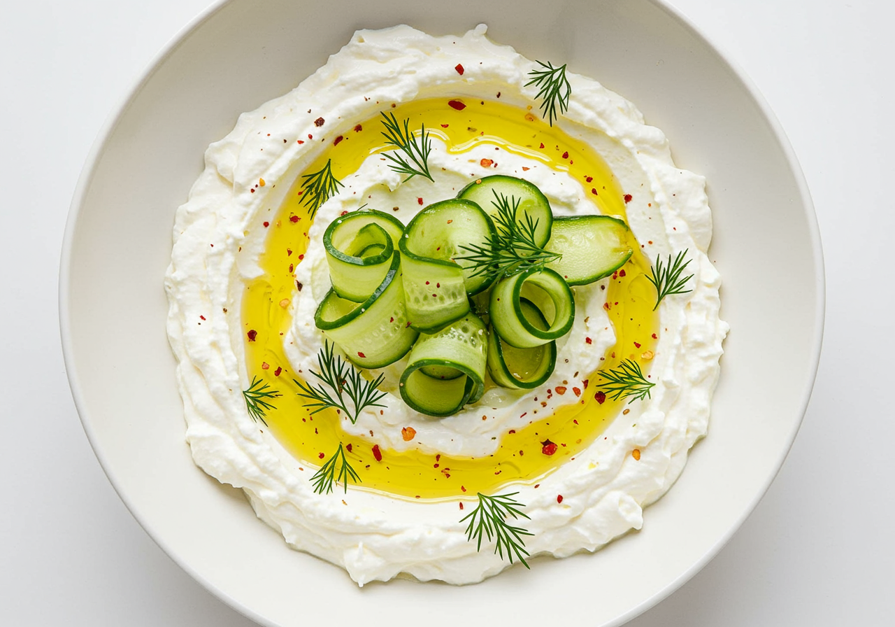 Whipped Feta with Cucumber Ribbons and Dill