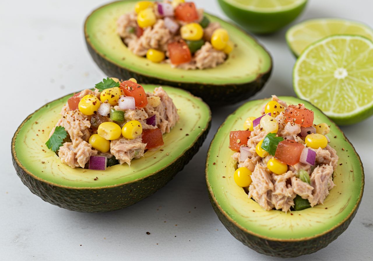 Tex-Mex Tuna Salad Stuffed Avocados