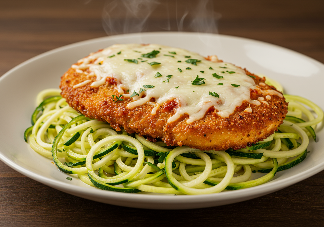 Chicken Parmesan with Zucchini Noodles