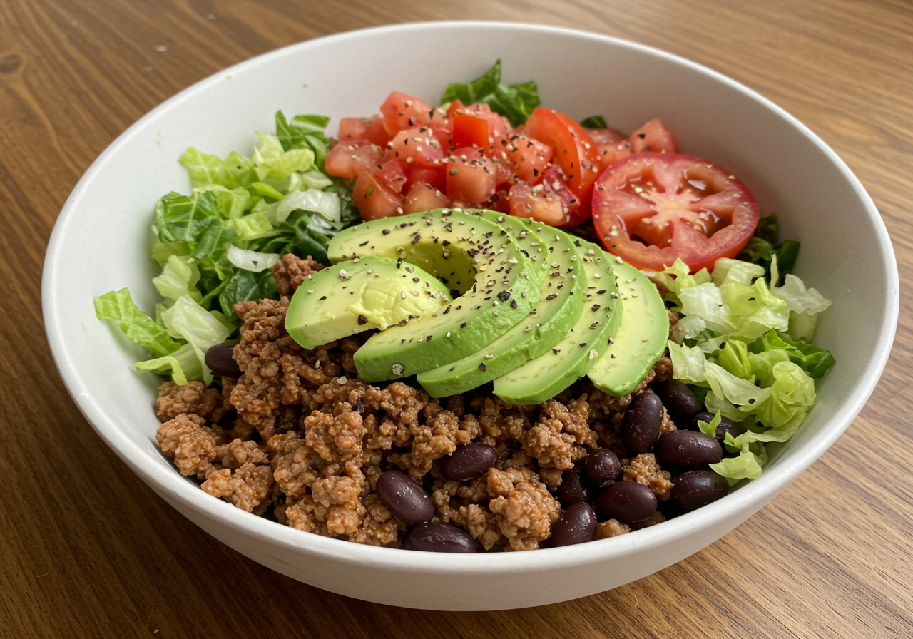Ground Beef and Black Bean Burrito Bowls