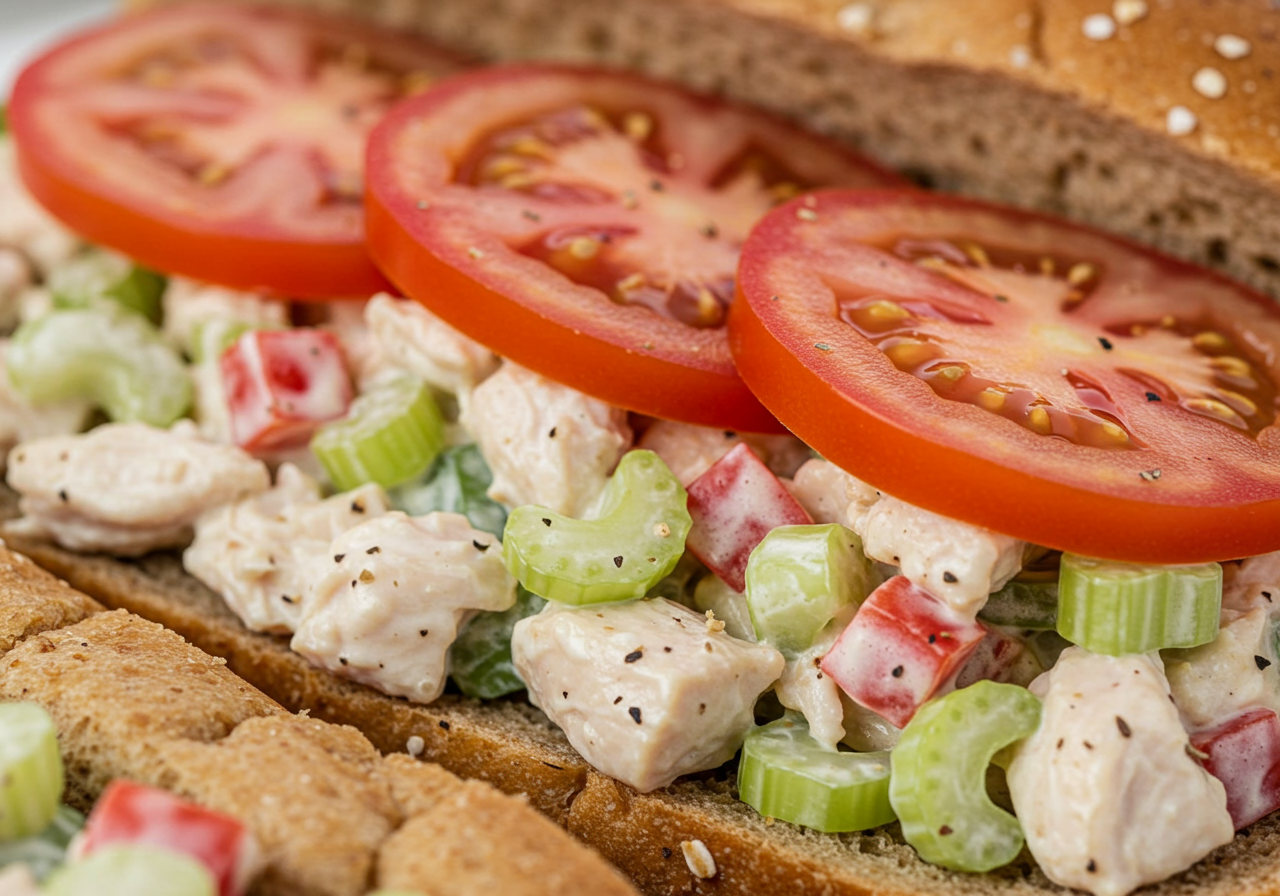 Low-Sodium Italian Chicken Salad Sandwiches on Whole Wheat