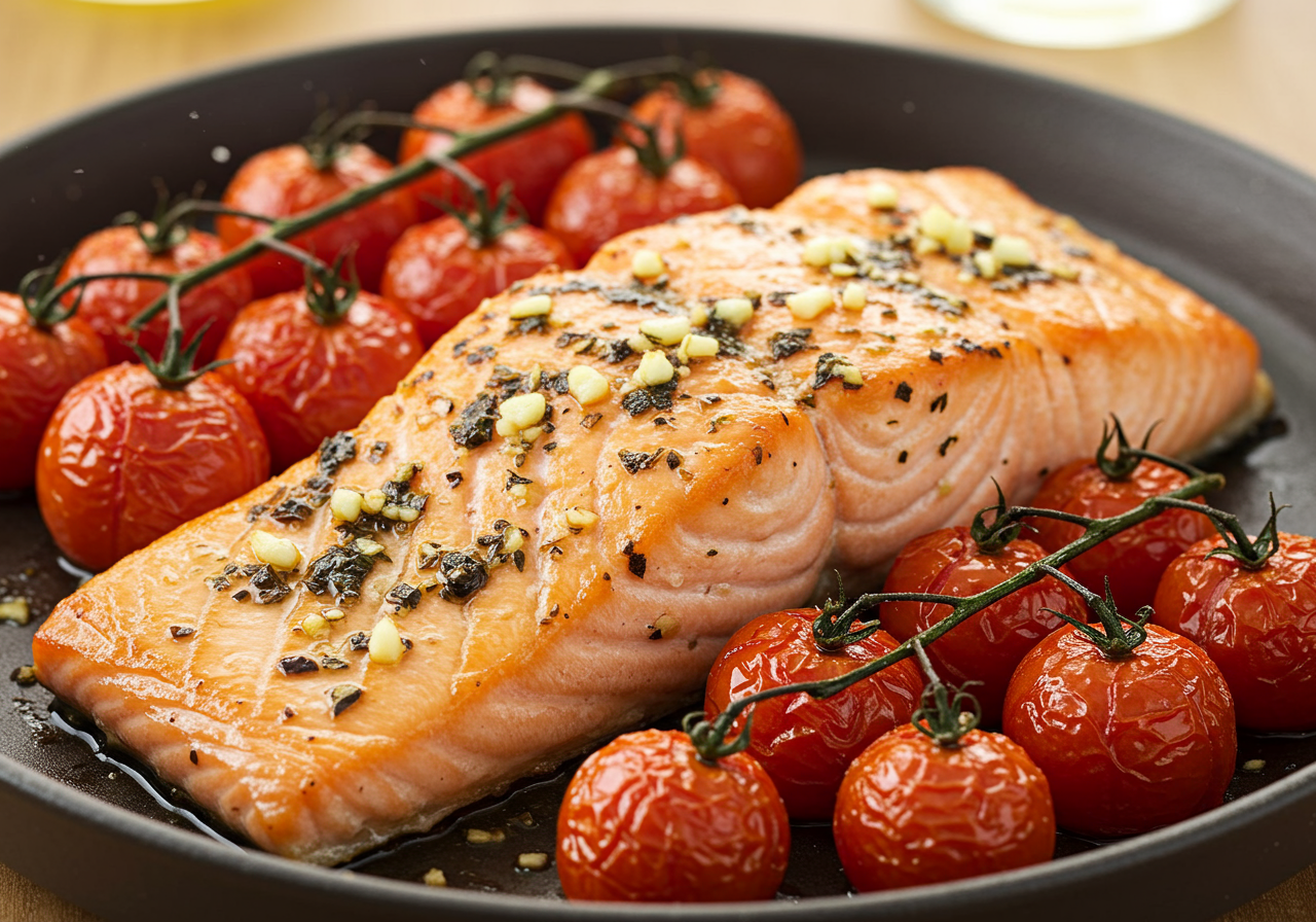 Italian Inspired Salmon with Roasted Tomatoes
