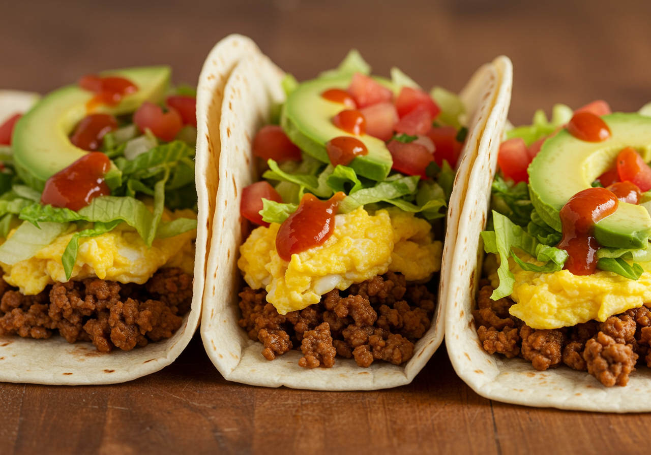 Beef & Egg Scramble Breakfast Tacos