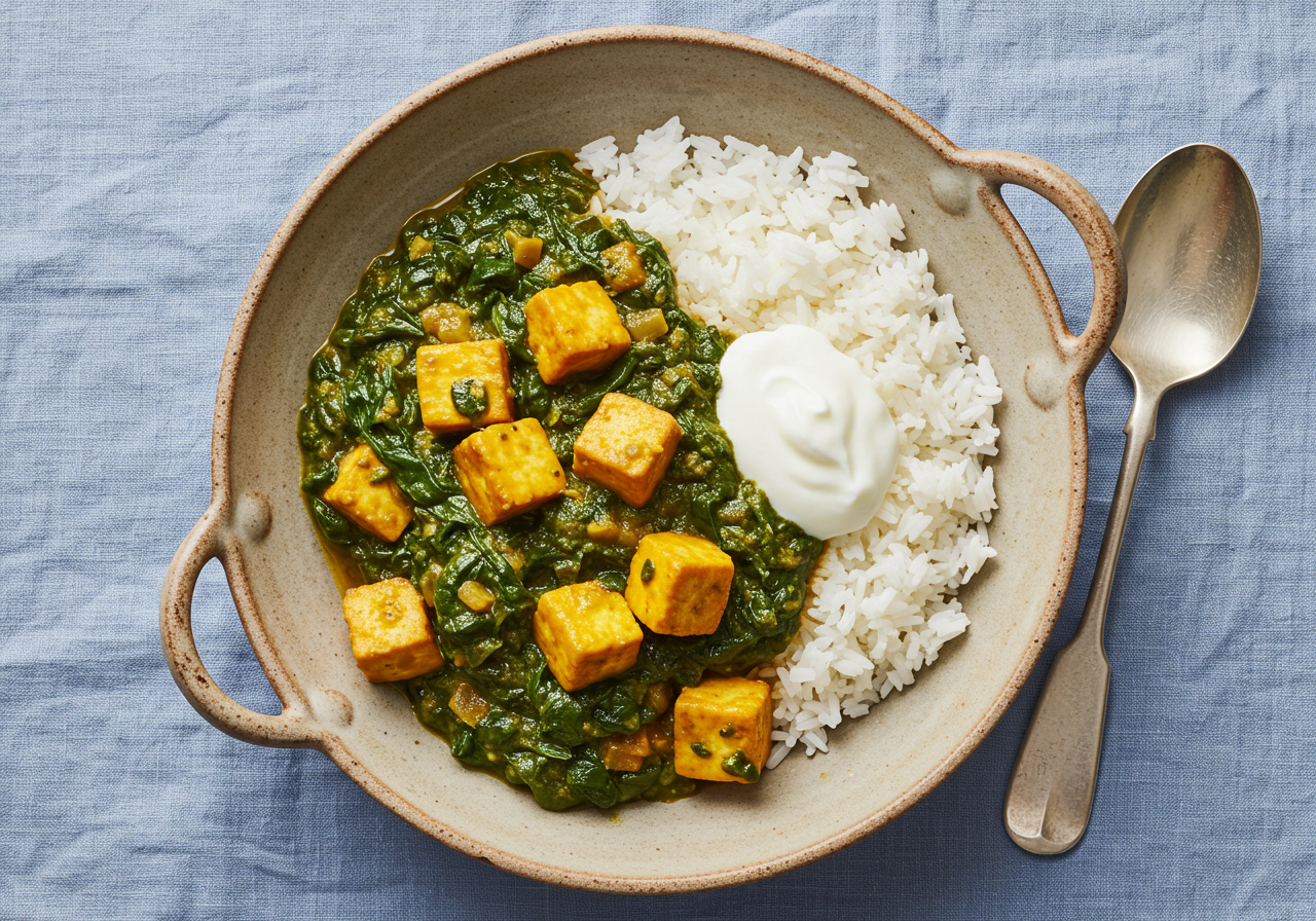 Spinach and Tofu Curry with Basmati Rice