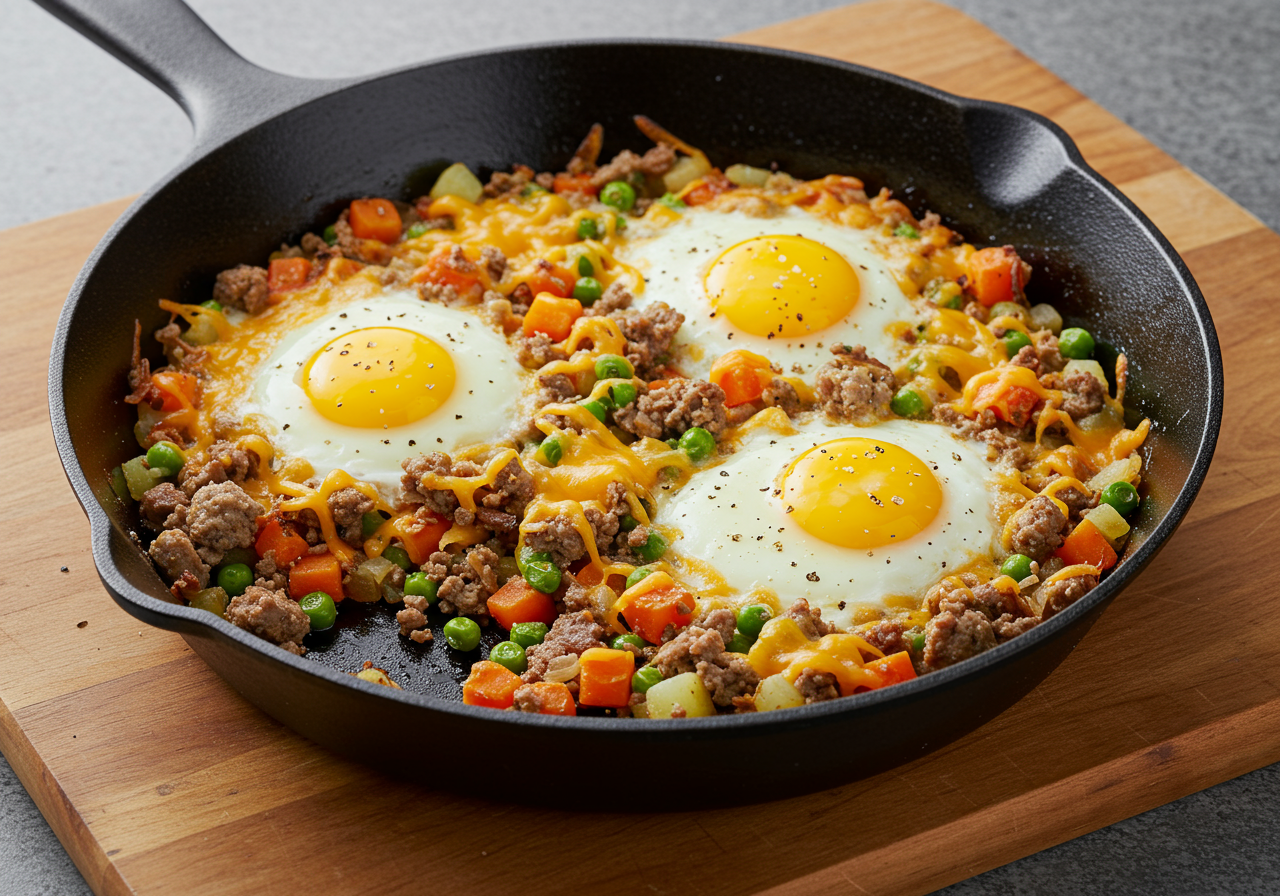 Venison and Cheese Breakfast Hash