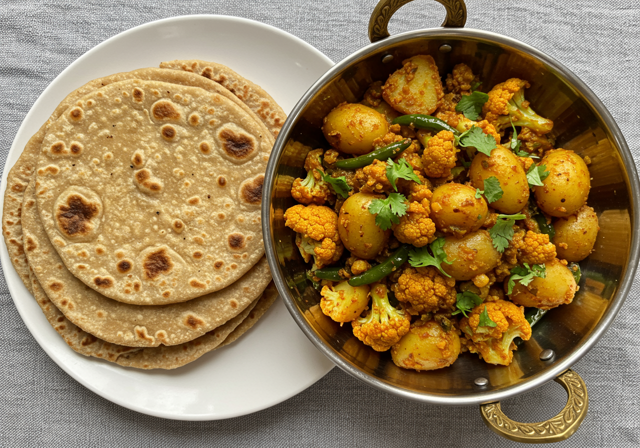 Aloo Gobi Sabzi with Roti
