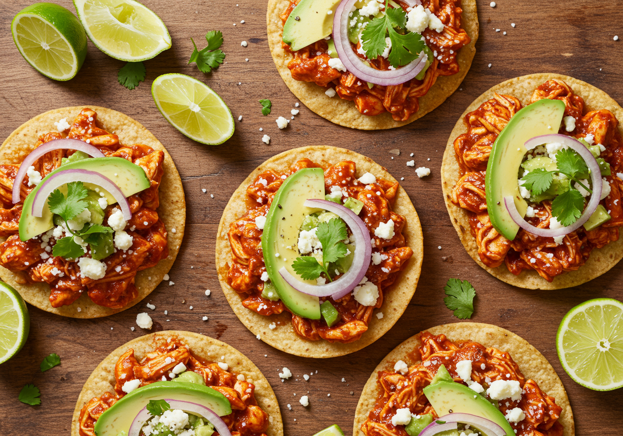 Spicy Chicken Tinga Tostadas