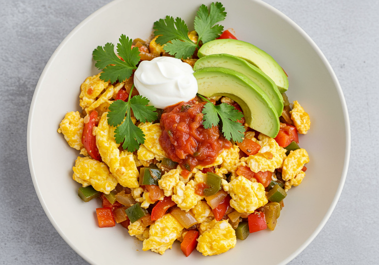 Mexican Breakfast Scramble with Bell Peppers and Salsa