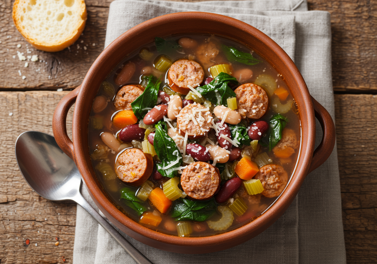 Hearty Italian Sausage and Bean Soup with Greens