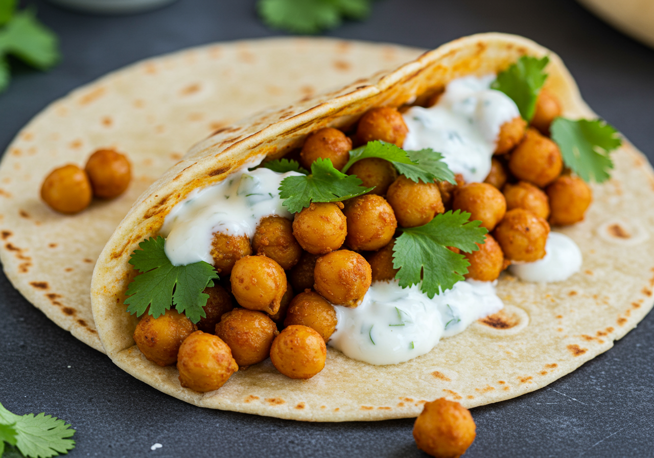 Spiced Chickpea Wraps with Mint-Yogurt Sauce