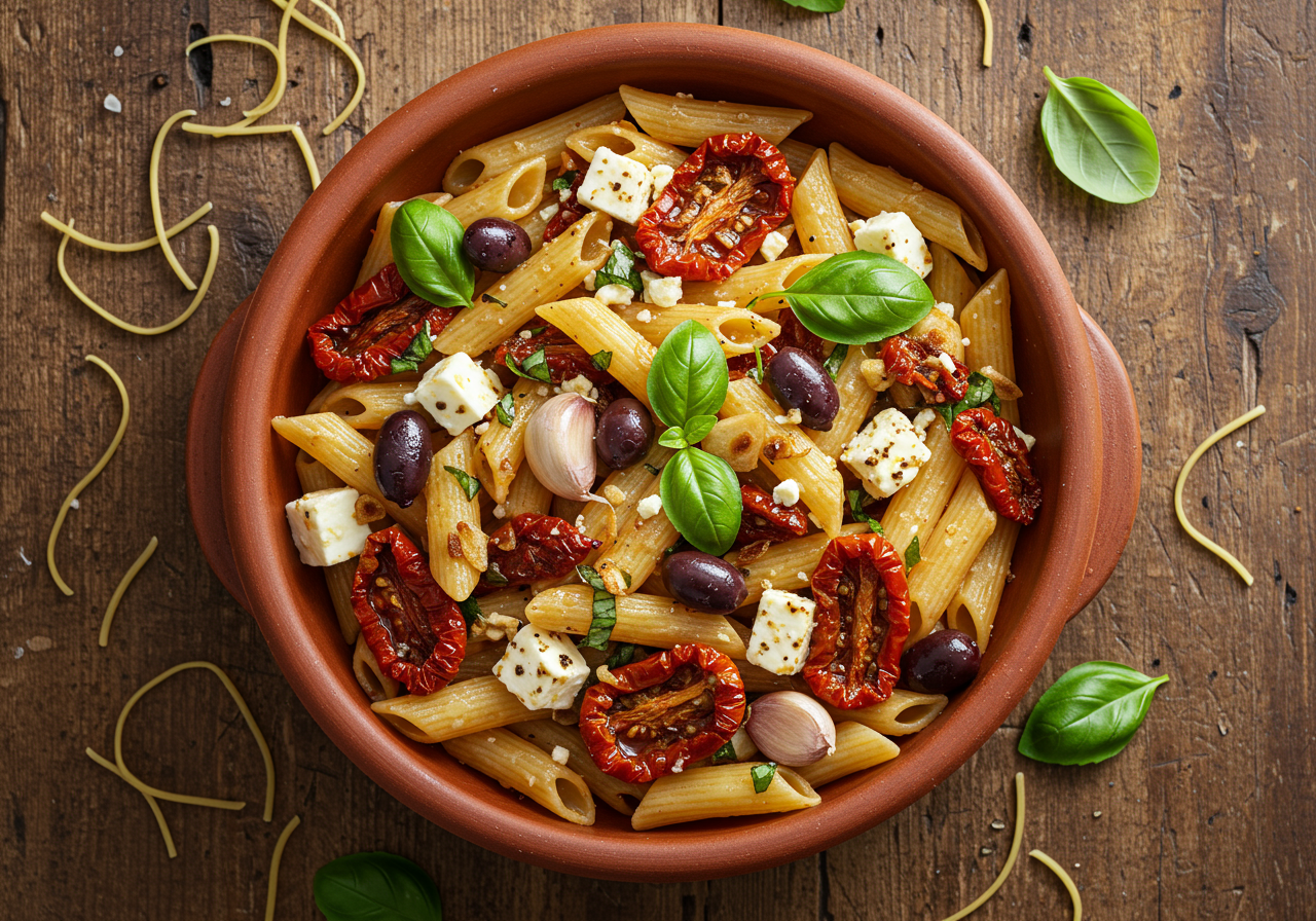 Mediterranean Pasta with Feta & Olives