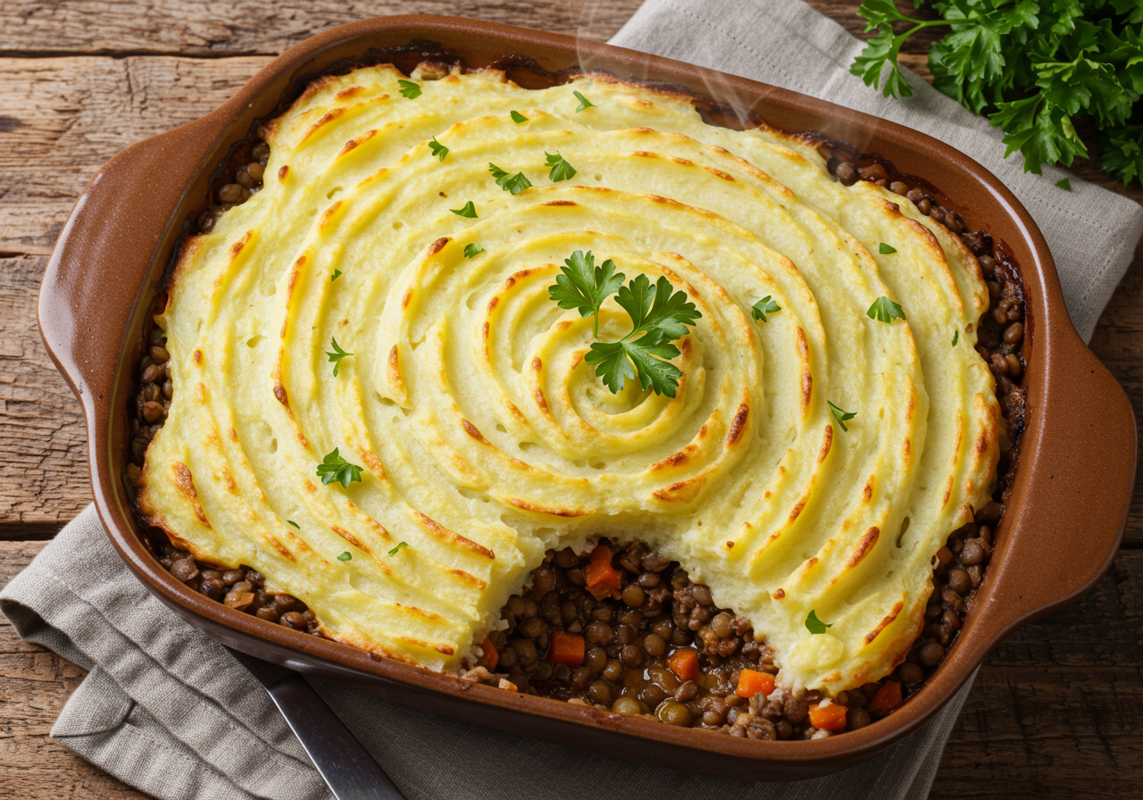 Canadian Vegetarian Shepherd's Pie with Lentils