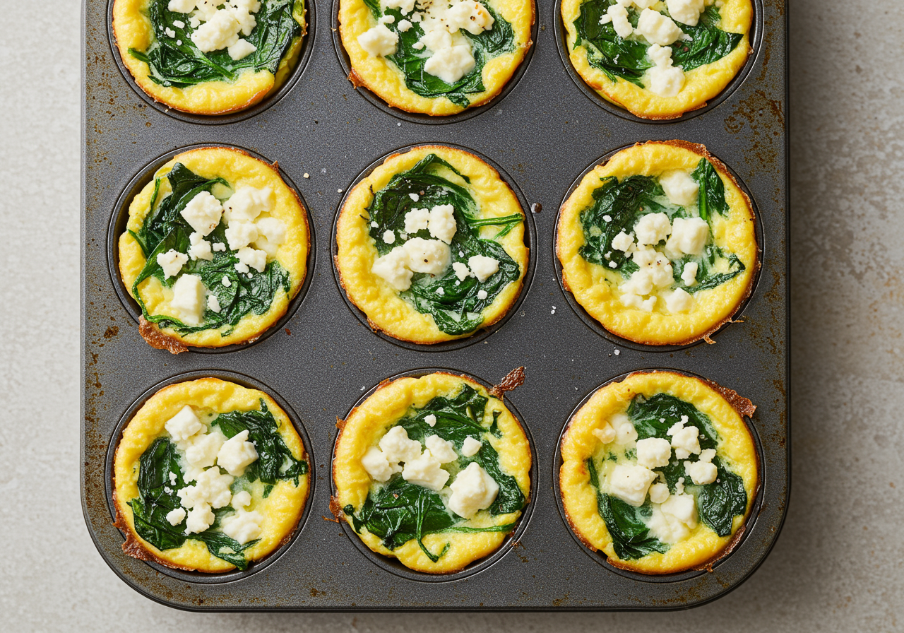 Mediterranean Feta & Spinach Omelet Cups