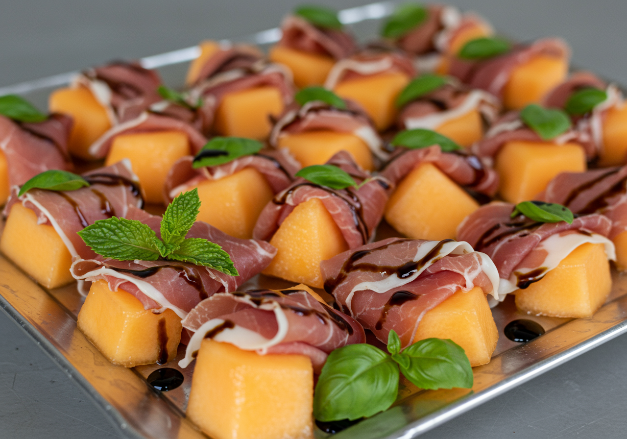 Prosciutto-Wrapped Melon with Mint