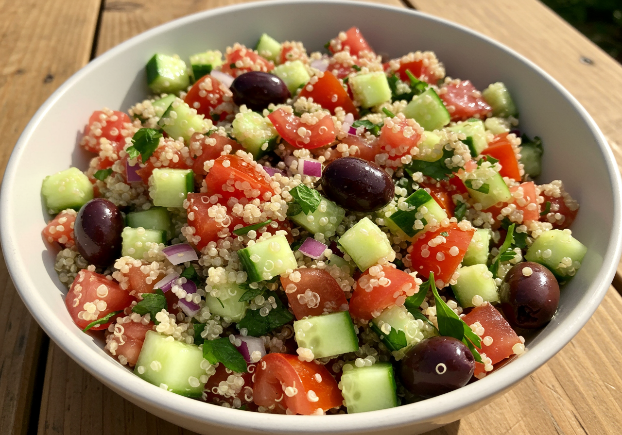 Mediterranean Quinoa Salad (Vegetarian, Dairy-Free, Gluten-Free)