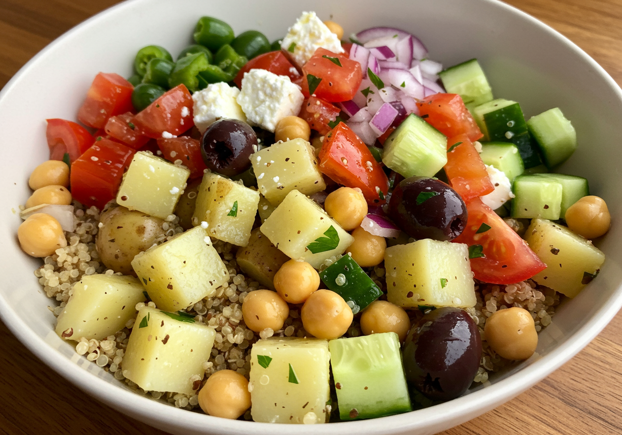 Greek Potato & Chickpea Salad Bowl