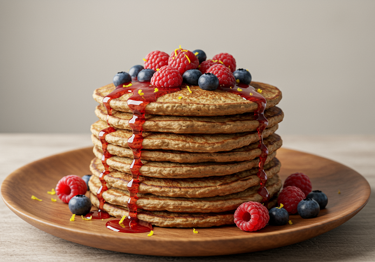 Multigrain Pancakes with Berry Compote