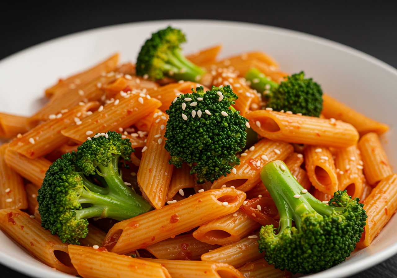 Spicy Korean Pasta with Broccoli & Gochujang