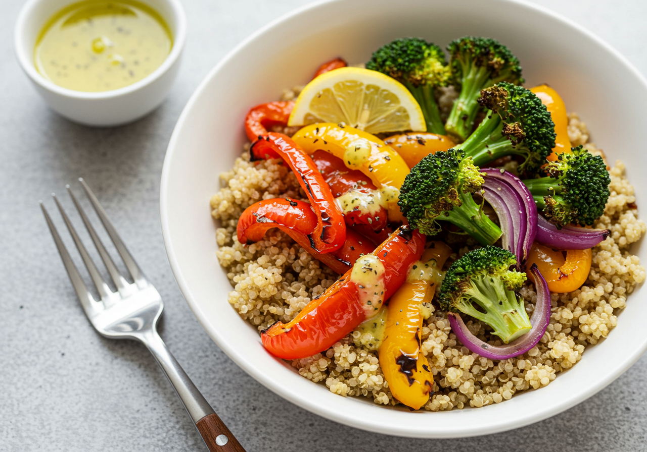 Roasted Vegetable & Quinoa Bowl with Lemon Vinaigrette
