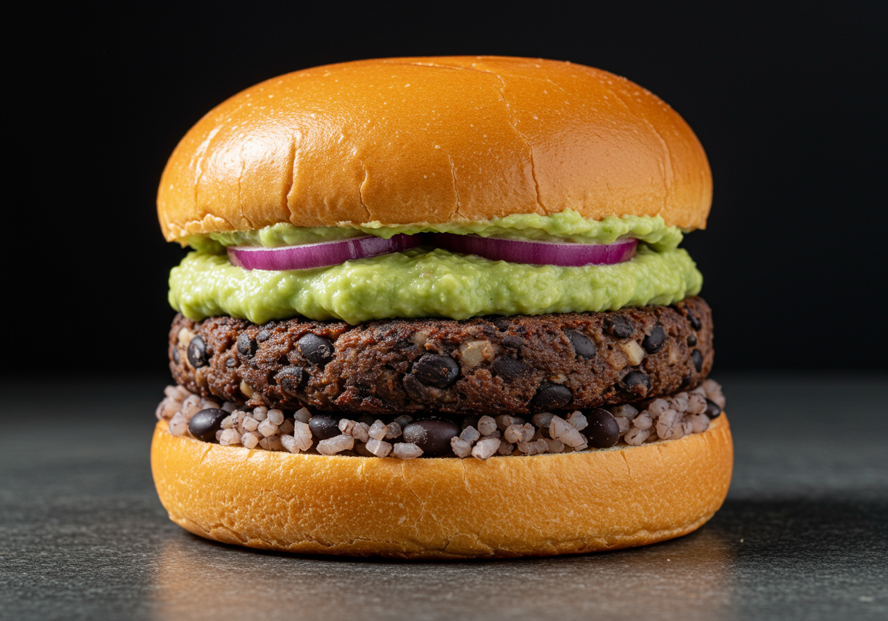 Vegetarian Black Bean Burgers with Avocado Crema
