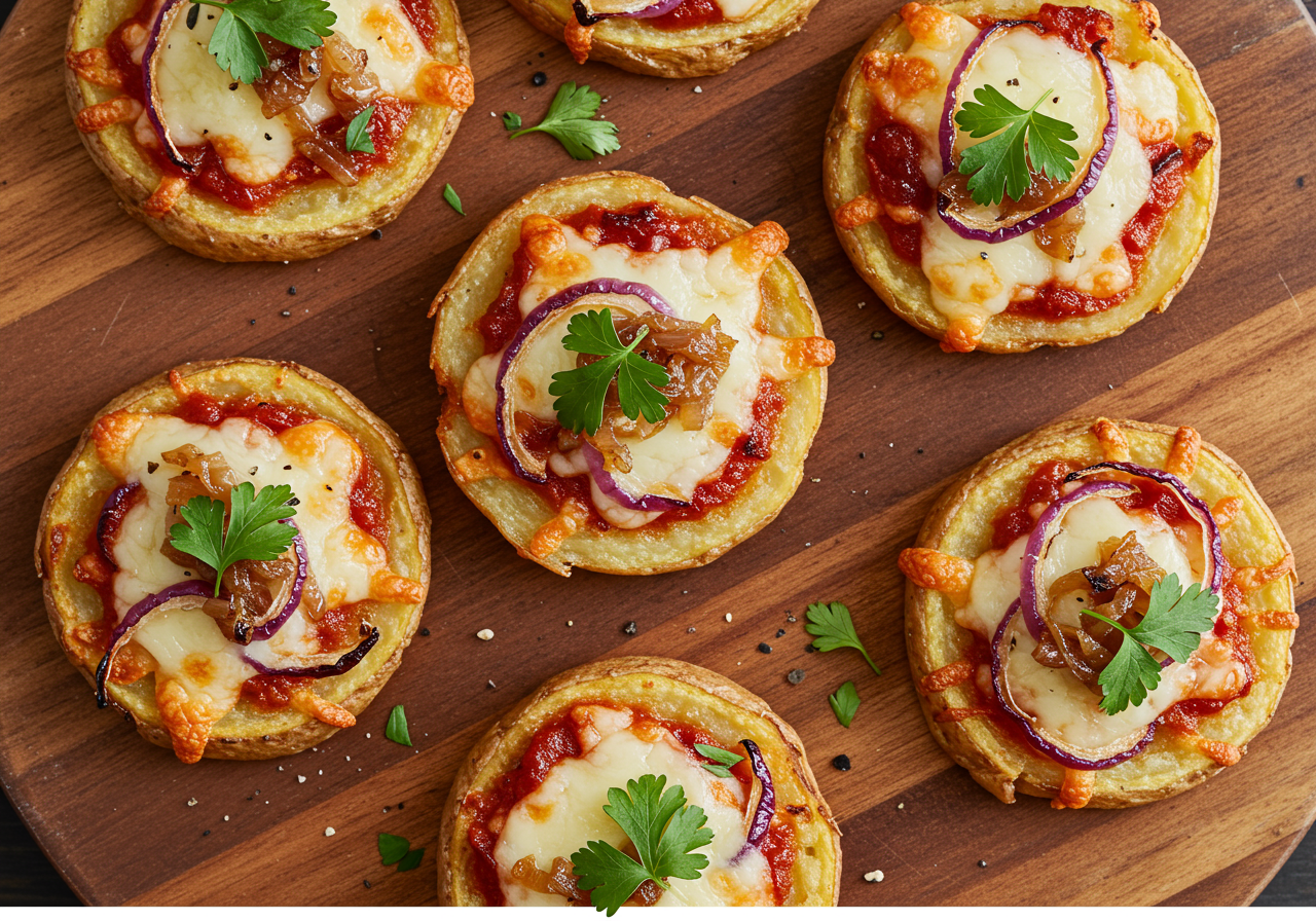 Potato and Onion Pizza Bites