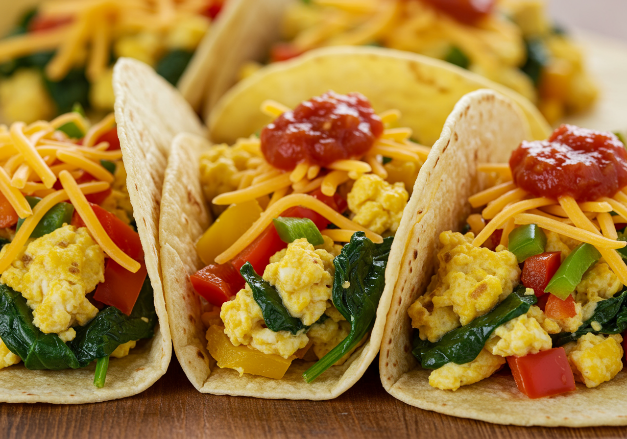 Spinach and Bell Pepper Scramble Tacos