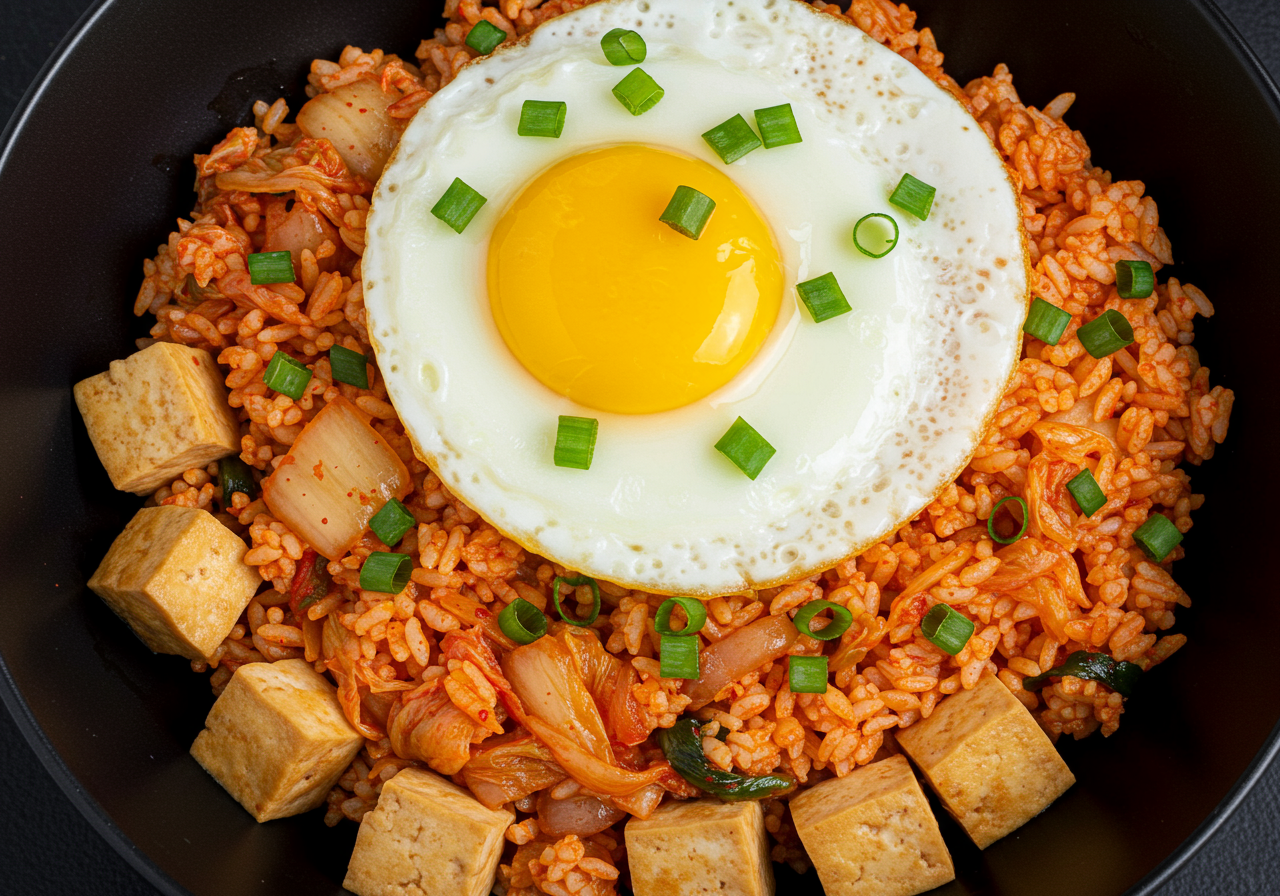 Kimchi Fried Rice with Tofu