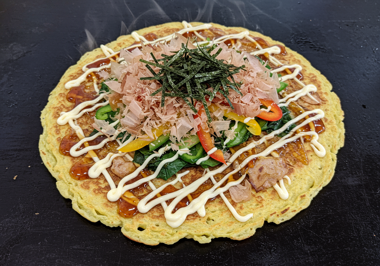 Spinach and Egg Okonomiyaki