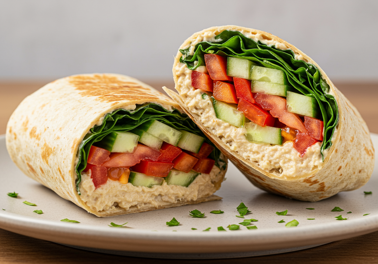 Mediterranean Hummus and Veggie Wrap