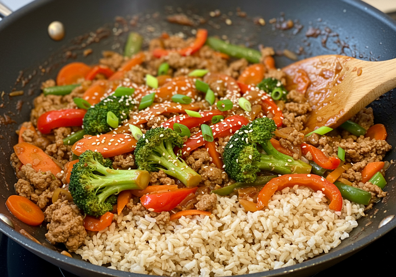 Korean Ground Turkey and Vegetable Stir-Fry