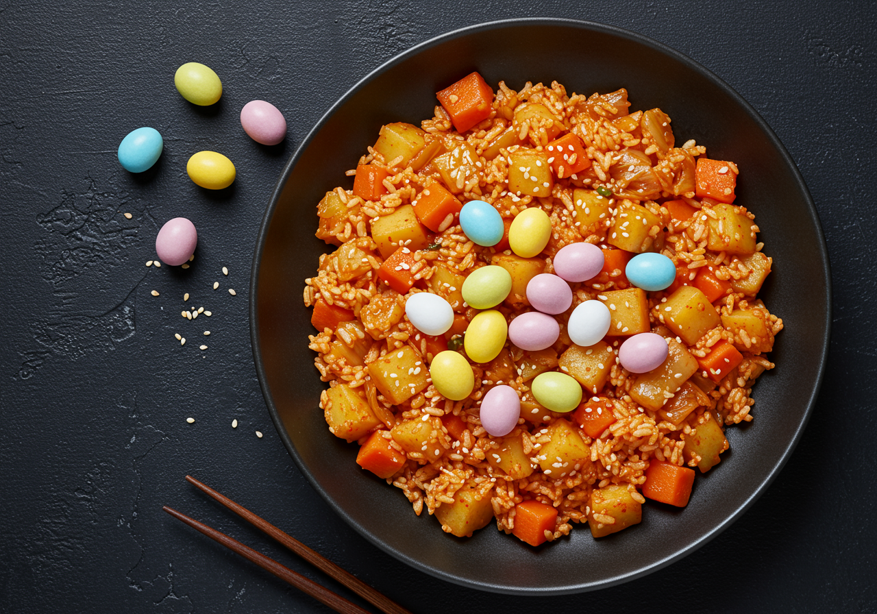 Korean Fried Rice with Hershey's Eggies