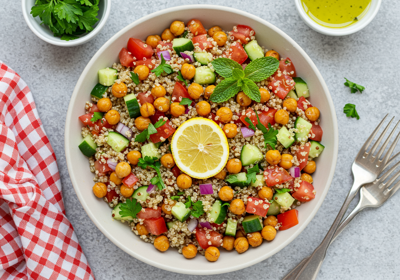 Mediterranean Chickpea & Tomato Salad with Quinoa